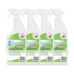 Futum 4x1 Liter Spinnenspray bekämpft Eier, Larven, Insekten auf Wasserbasis, geruchsarm, Sofortwirkung ohne Flecken F500210-06