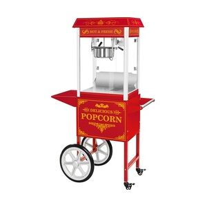 Royal Catering Popcornmaschine mit Wagen - Retro-Design - rot