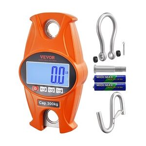 VEVOR Kranwaage 0,15 bis 300kg Digital Hängewaage lbs/kg/N Zugwaage 0,05kg Genauigkeit Wildwaage Industriewaage LCD-Display Hängende Waage Mini tragbare Waage mit Haken Zugwaage