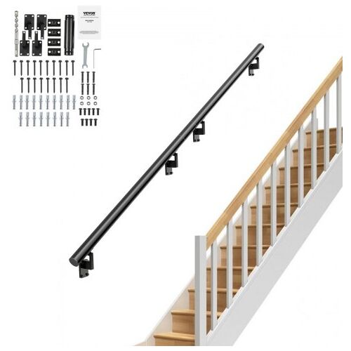 VEVOR Handlauf Aluminiumlegierung Pflegeleicht Treppengeländer 3657,6mm Geländer Treppe 199,6kg Tragfähigkeit 994-900-994mm Abstand zwischen den Säulen Brüstung Balkongeländer