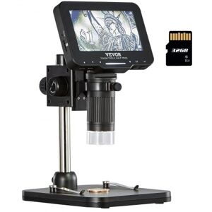 VEVOR Digitalt mikroskop, 4,3” IPS-skærm, 50X-1000X forstørrelse, 1080P foto/video møntmikroskop, elektronisk mikroskop med 8 LED-lys og 32 GB kort, kompat