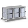 kaiserkraft Carro de acero inoxidable con recipientes, 6 recipientes de 53 l, L x A x H 1445 x 675 x 790 mm