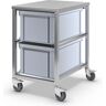 kaiserkraft Carro de acero inoxidable con recipientes, 2 recipientes de 53 l, L x A x H 500 x 660 x 790 mm