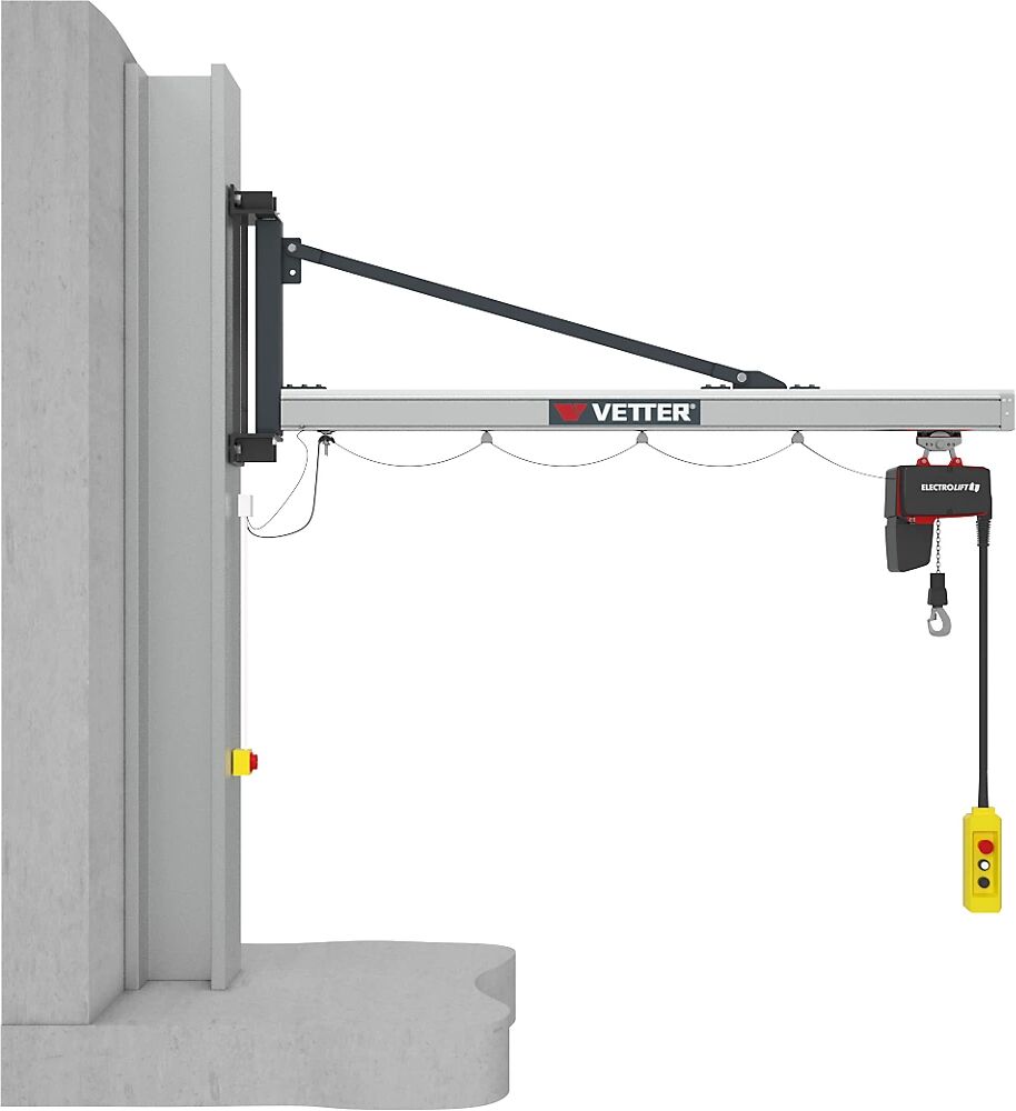 Vetter Grúa giratoria de pared UNILIFT UW, con polipasto eléctrico de cadena BL, carga máx. 125 kg, alcance 2,9 m