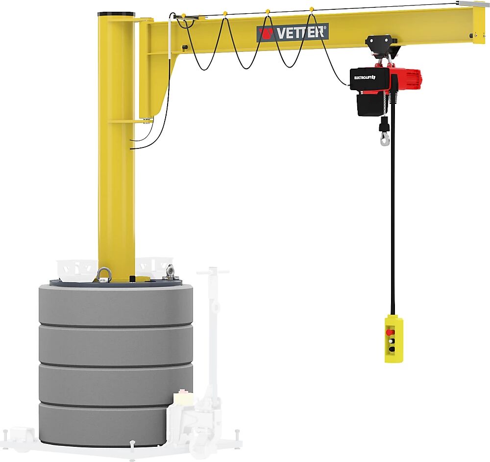 Vetter Grúa giratoria de columna móvil, radio de giro 270°, carga máx. 125 kg, alcance 5,0 m