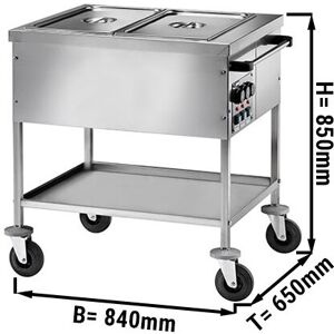 GGM Gastro - Chariot bain-marie thermique - 2x GN 1/1 - temperature de la cuve reglable separement Argent