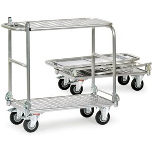 Fetra chariot pliable 2 plateaux aluminium   dim. utile lxl 720 x 450 mm