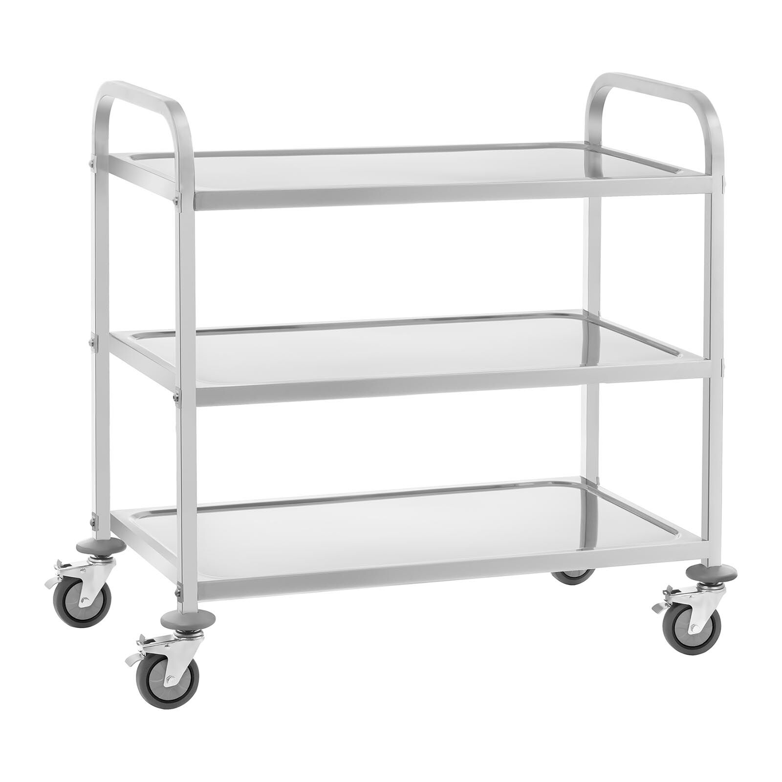Royal Catering Serving Trolley - Stainless Steel - 3 Troughs - Up to 150 kg - 2 Brakes