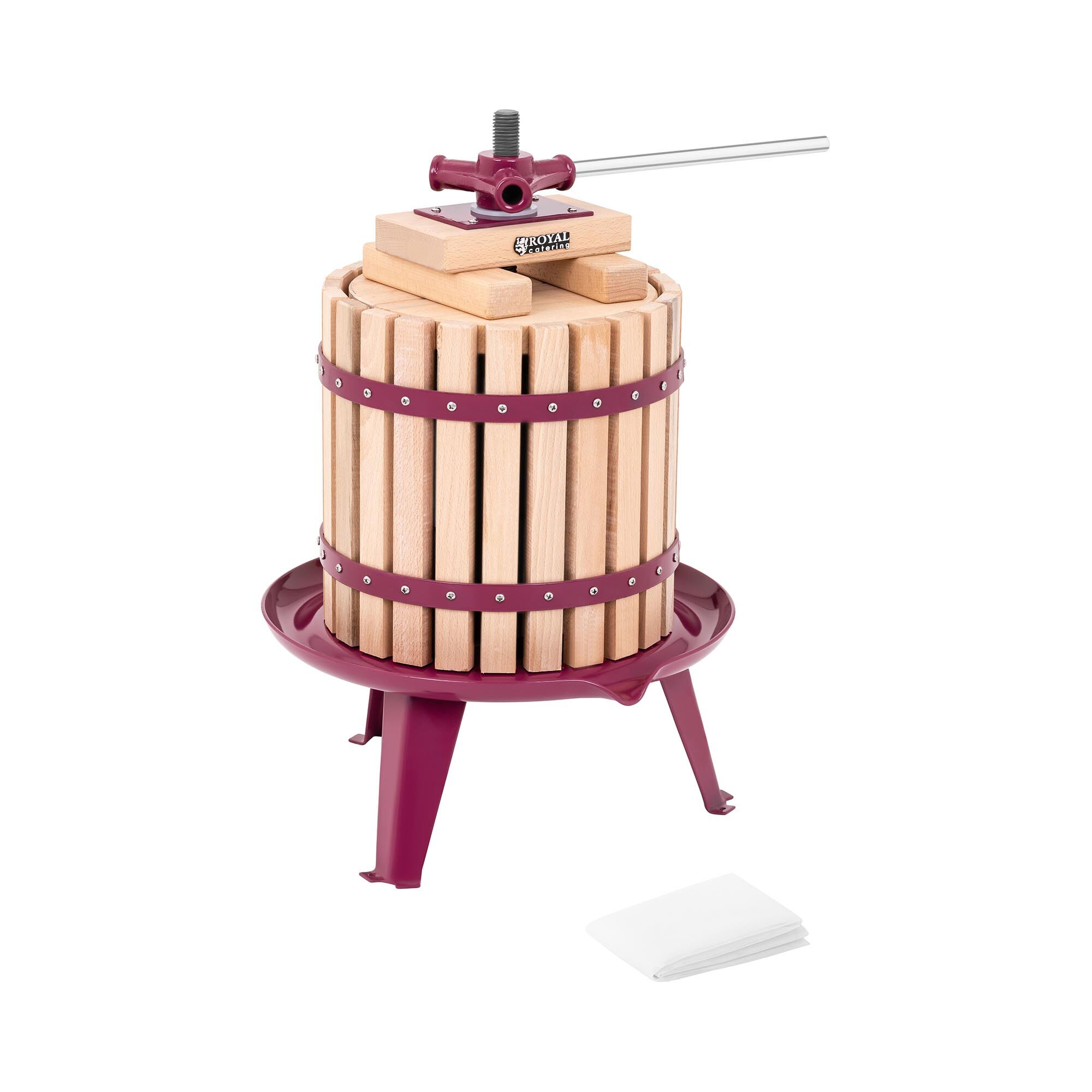 Royal Catering Fruit Press - manual - wooden - 12 L - incl. wooden blocks, pressure plate and pressing cloth