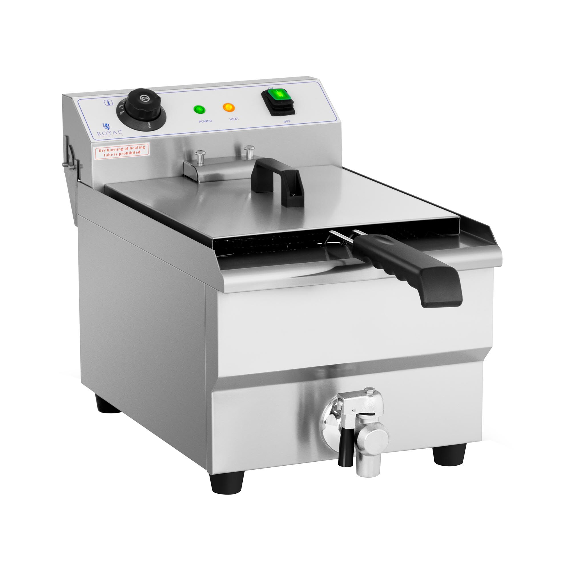 Royal Catering Commercial Fryer - 13 L - 3,200 W - drain tap - cold zone