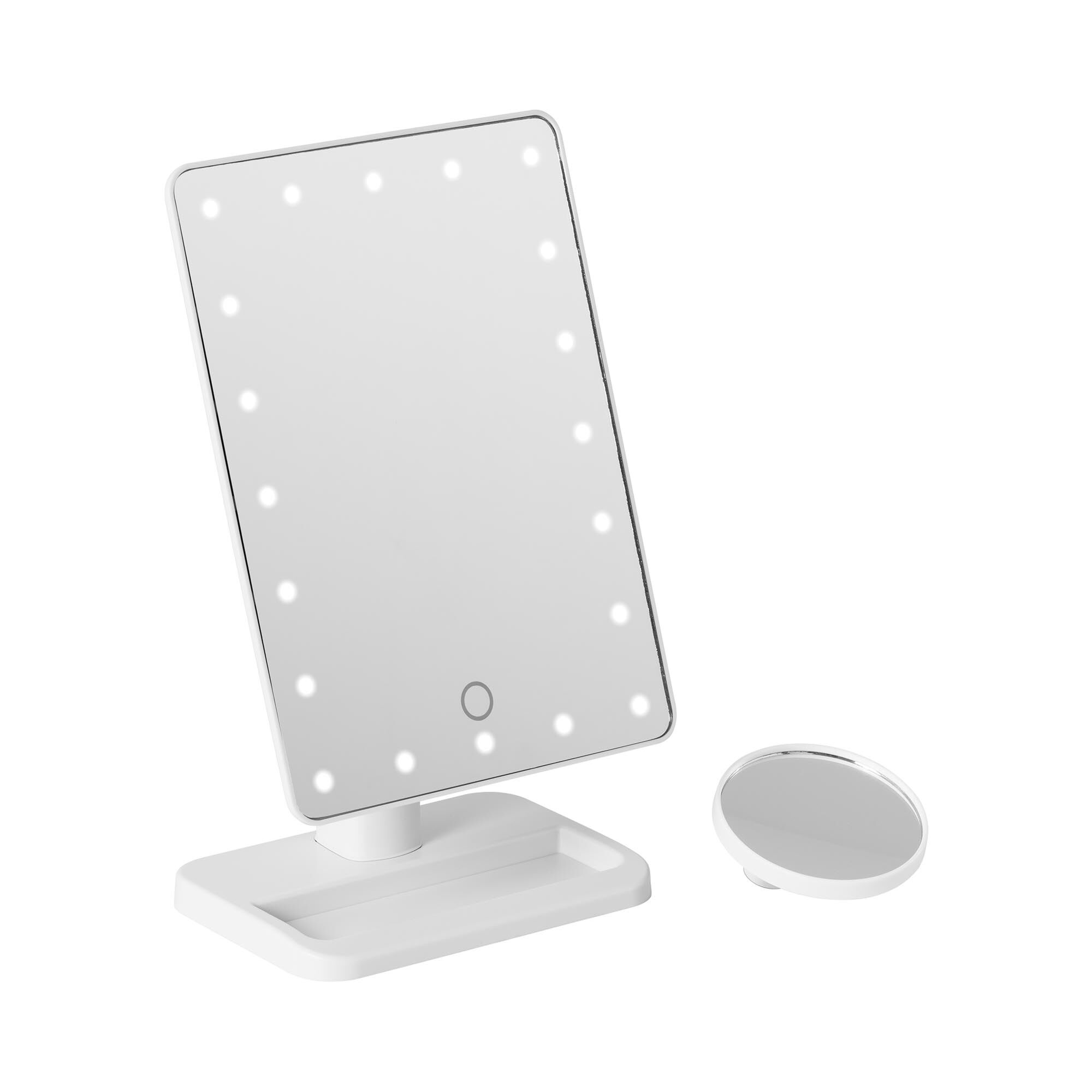 physa LED Vanity Mirror - white - 10x magnification - 20 LEDs - square - speaker