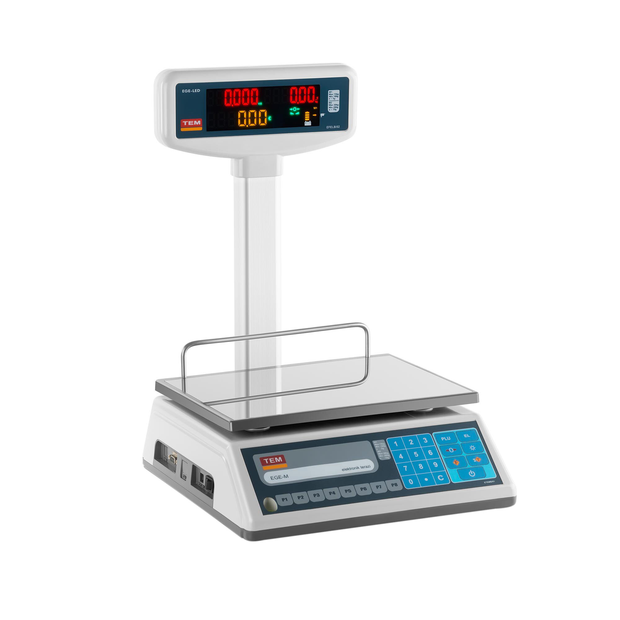 TEM Price Scale with LED display - calibrated - 15 kg / 5g - 30 kg / 10 g