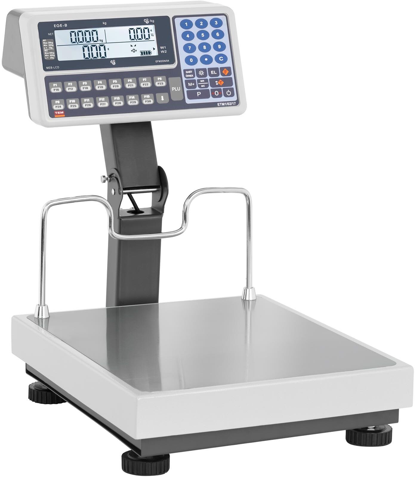 TEM Price Scale with raised display - calibrated - 30 kg / 10 g - 60 kg / 20 g