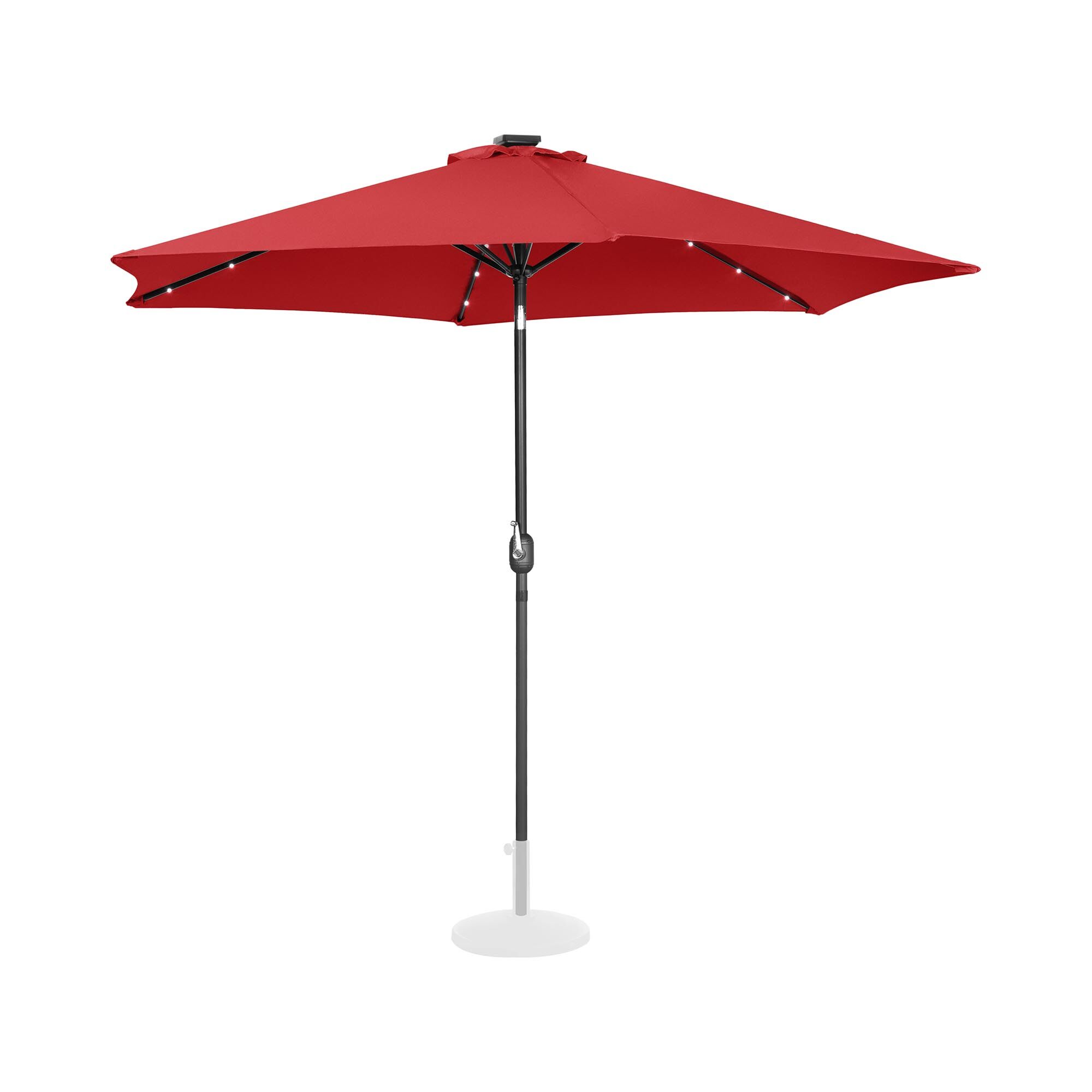 Uniprodo Parasol with lights - red - round - Ø 300 cm - tiltable