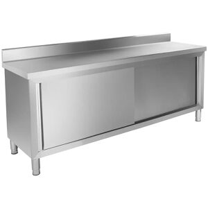 Royal Catering Tavolo armadiato inox - 200 x 60 cm - con protezione - 160 kg RCAT-200/60-C