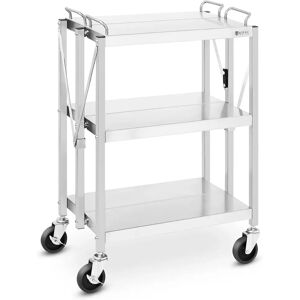 Royal Catering Carrello portavivande pieghevole in acciaio inox - 3 ripiani - 90 kg - 40 x 58 cm RC-FST635G