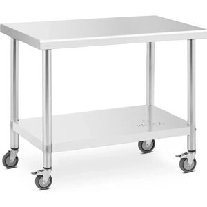 Royal Catering Tavolo inox con ruote - 60 x 100 cm - Capacità di carico 155 kg -  RCAT-100/60-W