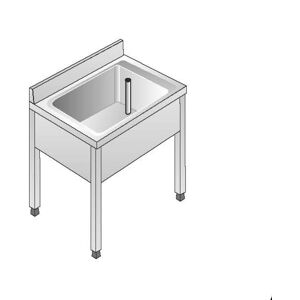 ACA Sistemi Lavello Acciaio Inox AISI 304 1 Vasca Dim. 70x60x85 cm con Alzatina