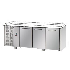 Tecnodom Tavolo Refrigerato Positivo 3 Porte GN 1/1 Gruppo Motore SX Senza Piano di Lavoro