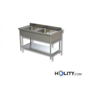 Lavatoio Inox 2 Vasche Lunghezza 120 Cm H357_48