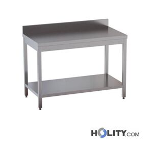 Tavolo Inox Con Alzatina E Ripiano Lunghezza 180 Cm H357_80