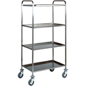 FORCAR Carrello di Servizio in Acciaio Inox CA1380 - 4 Ripiani - 2 Misure a Scelta