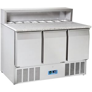 CoolHead Saladette Refrigerata Statica 3 Porte - Top in Granito - 8 Vaschette GN1/6 - Cap