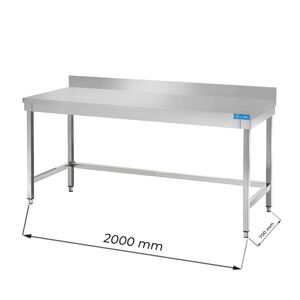 Tavolo aperto in acciaio inox senza ripiano con alzatina L2000xP700xH850 mm linea premium