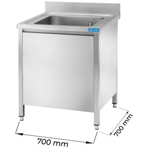 Lavello armadiato in acciaio inox con 1 vasca L700xP700xH850 mm linea basic