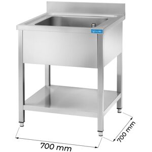 Lavello aperto in acciaio inox con 1 vasca L700xP700xH850 mm linea basic