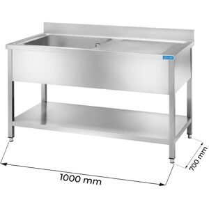 Lavello aperto in acciaio inox con 1 vasca e gocciolatoio a destra L1000xP700xH850 mm linea basic