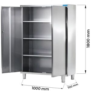 Armadio con porte battenti in acciaio inox con 3 ripiani L1000xP700xH1800 mm linea basic