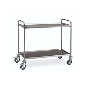 Carrello di servizio in acciaio inox con 2 piani e dimensioni l 1085 mm x p 690 mm x h 935 mm