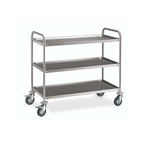 Carrello di servizio in acciaio inox con 3 piani e dimensioni l 885 mm x p 590 mm x h 935 mm