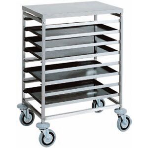 Carrello portateglie in acciaio inox per 8 Teglie 600x400 mm L520xP720xH940 mm