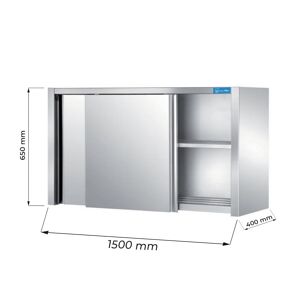 Pensile con porte scorrevoli in acciaio inox con 1 ripiano L1500xP400xH650 mm linea premium