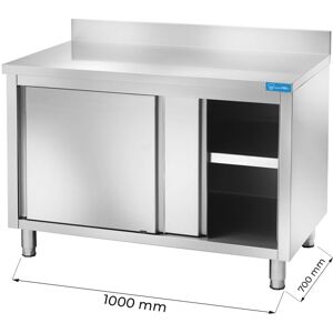 Tavolo armadiato in acciaio inox con alzatina L1000xP700xH850 mm linea basic