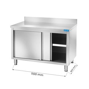 Tavolo armadiato in acciaio inox con alzatina L1100xP600xH850 mm linea basic