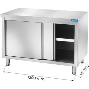 Tavolo armadiato in acciaio inox senza alzatina L1200xP600xH850 mm linea basic