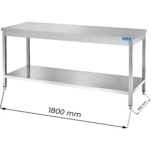 Tavolo aperto in acciaio inox con ripiano senza alzatina L1800xP800xH850 mm linea basic