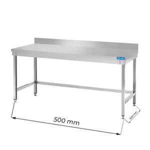 Tavolo aperto in acciaio inox senza ripiano con alzatina L500xP600xH850 mm linea basic