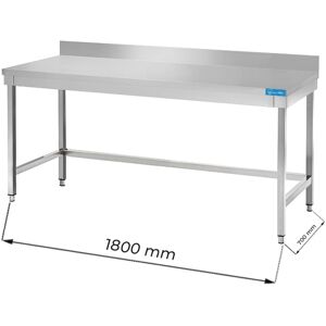 Tavolo aperto in acciaio inox senza ripiano con alzatina L1800xP700xH850 mm linea basic