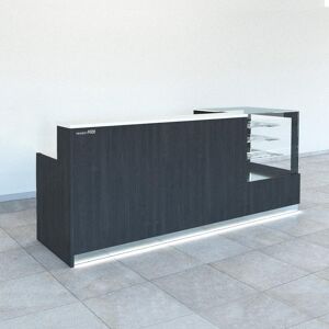 Bancone bar con vano refrigerato a 2 sportelli e vetrina L90 cm lunghezza 3 metri