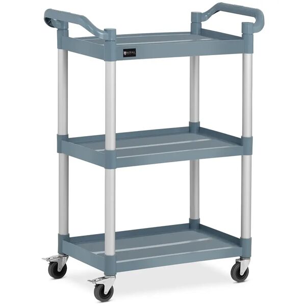 royal catering carrello portavivande professionale in plastica - 3 ripiani - 63 x 40 cm - 90 kg - grigio rc-pstg3800