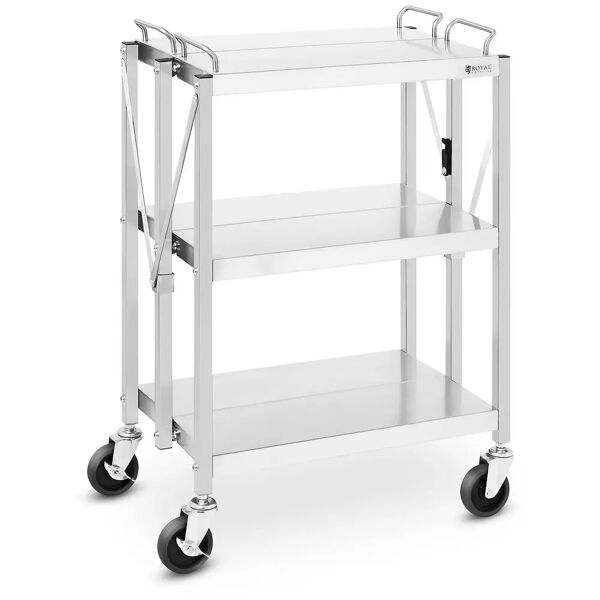 royal catering carrello portavivande pieghevole in acciaio inox - 3 ripiani - 90 kg - 40 x 58 cm rc-fst635g