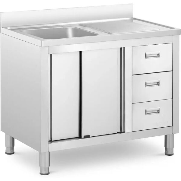 royal catering lavello cucina - acciaio inox - 1 vasca-  - 400 x 400 x 300 mm rc-iks10