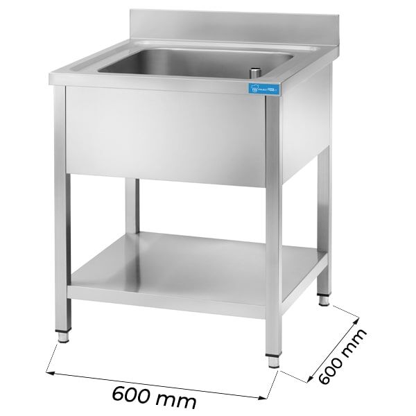 lavello aperto in acciaio inox con 1 vasca l600xp600xh850 mm linea premium