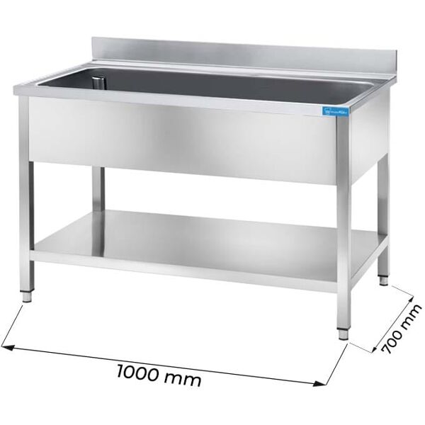 lavello aperto in acciaio inox con 1 vasca l1000xp700xh850 mm linea premium