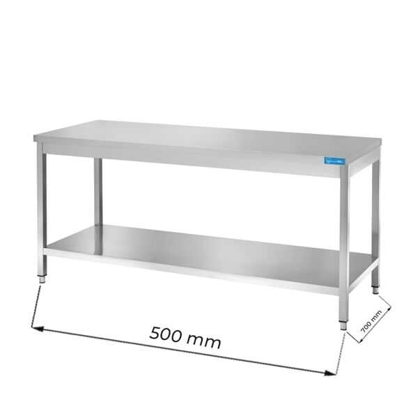 tavolo aperto in acciaio inox con ripiano senza alzatina l500xp700xh850 mm linea premium
