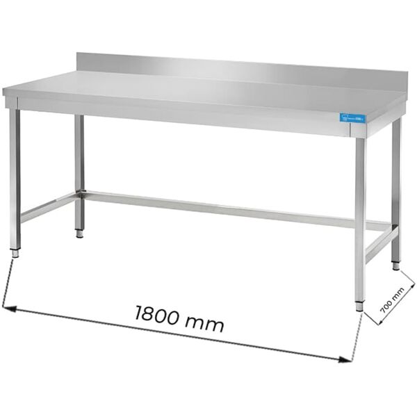 tavolo aperto in acciaio inox senza ripiano con alzatina l1800xp700xh850 mm linea premium